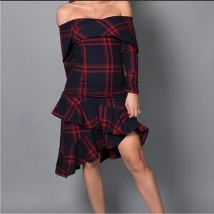 By Egreis Navy Blue/ Red Plaid Dress - Size Large  - NWT